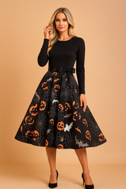 Robe d'Halloween pour femme | Costume de fantôme citrouille rétro 3
