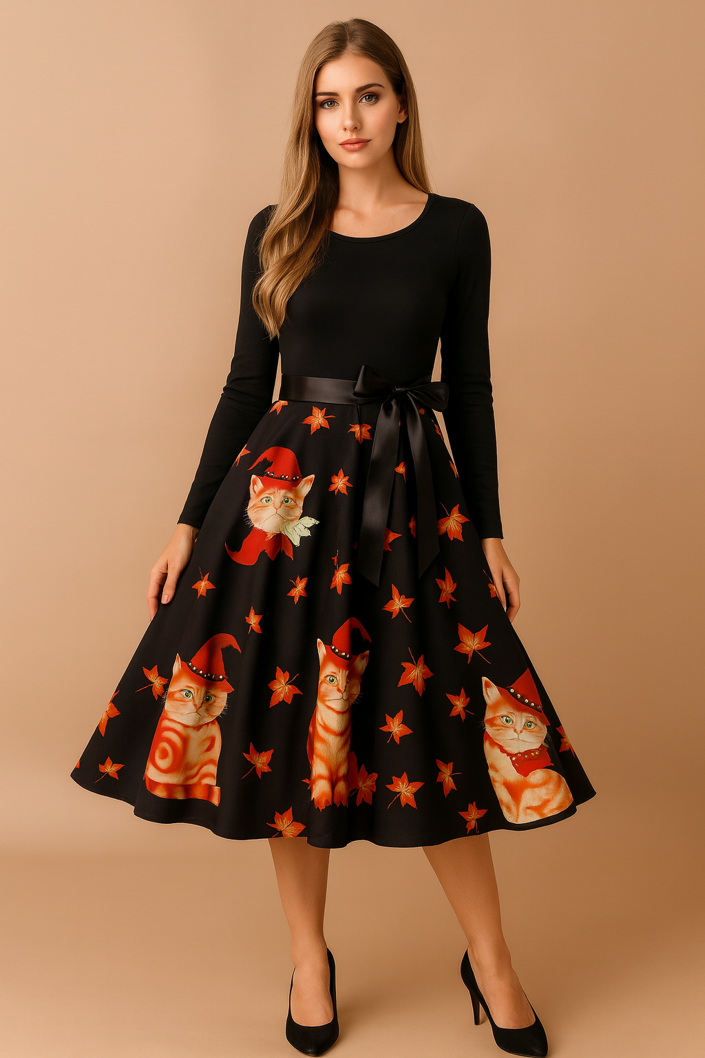 Robe d'Halloween pour femme | Costume de fantôme citrouille rétro 4