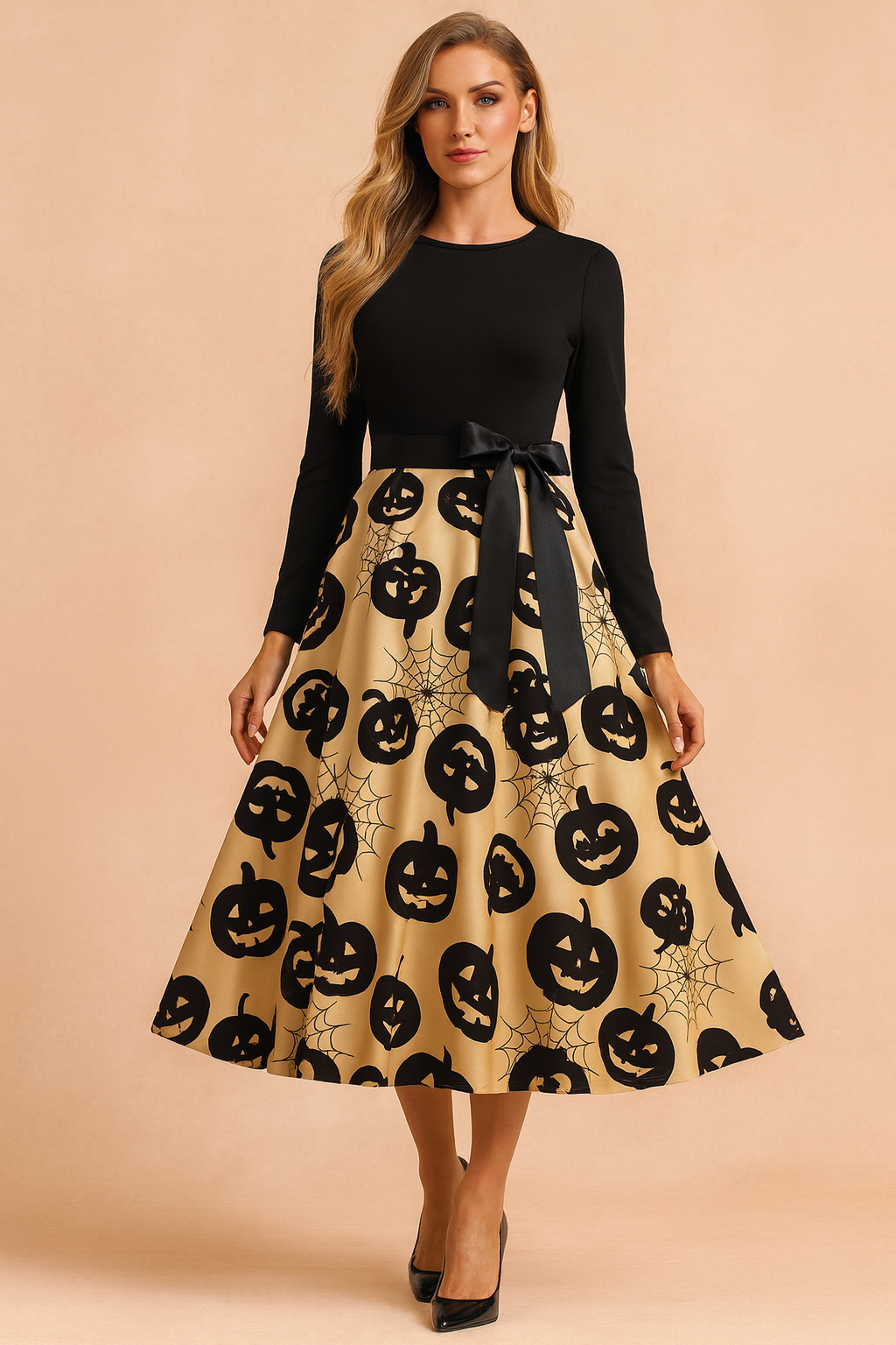 Robe d'Halloween pour femme | Costume de fantôme citrouille rétro 5