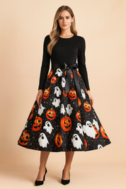 Robe d'Halloween pour femme | Costume de fantôme citrouille rétro 6