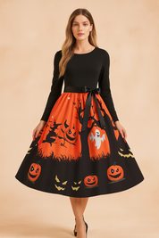 Robe d'Halloween pour femme | Costume de fantôme citrouille rétro 7