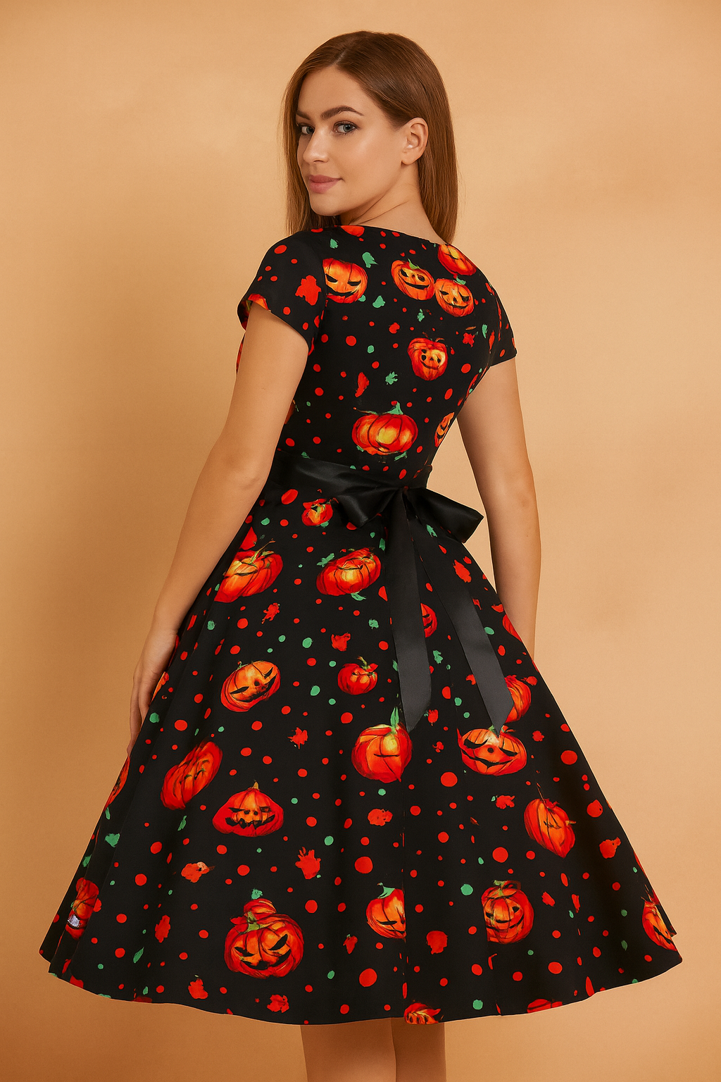 Robe d'Halloween rétro | Déguisement citrouille et fantôme pour femme 1