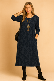 Robe d'Hiver Femme Élégante avec Poches Douillette Polyester 1