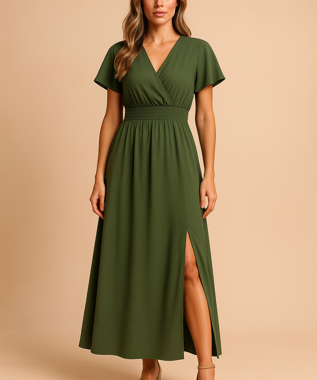 Robe d'été Aérienne Femme Chic V Décolleté Polyester 0
