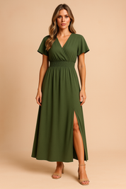 Robe d'été Aérienne Femme Chic V Décolleté Polyester 0