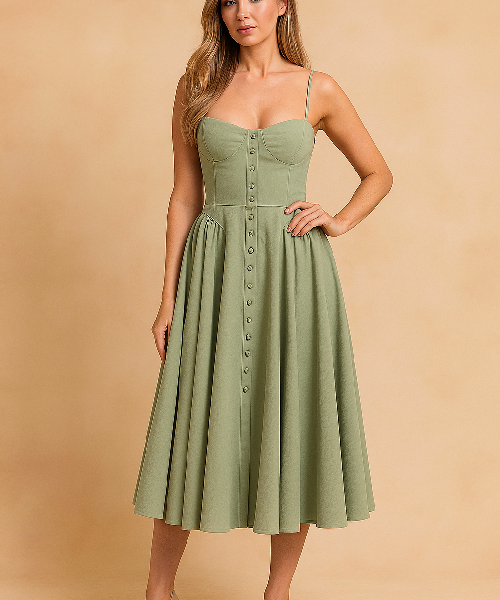 Robe d'été Élégante Mi-Longue Femme Design Corset 0