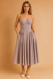 Robe d'été Élégante Mi-Longue Femme Design Corset 7