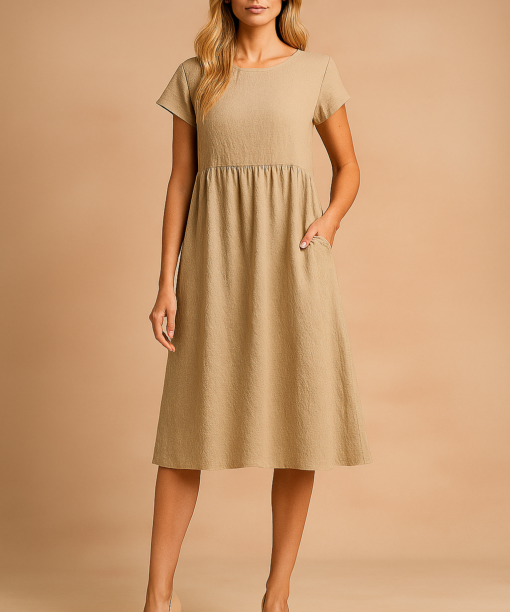 Robe d'été Midi Aérée Femme Confortable en Tissu Léger 0
