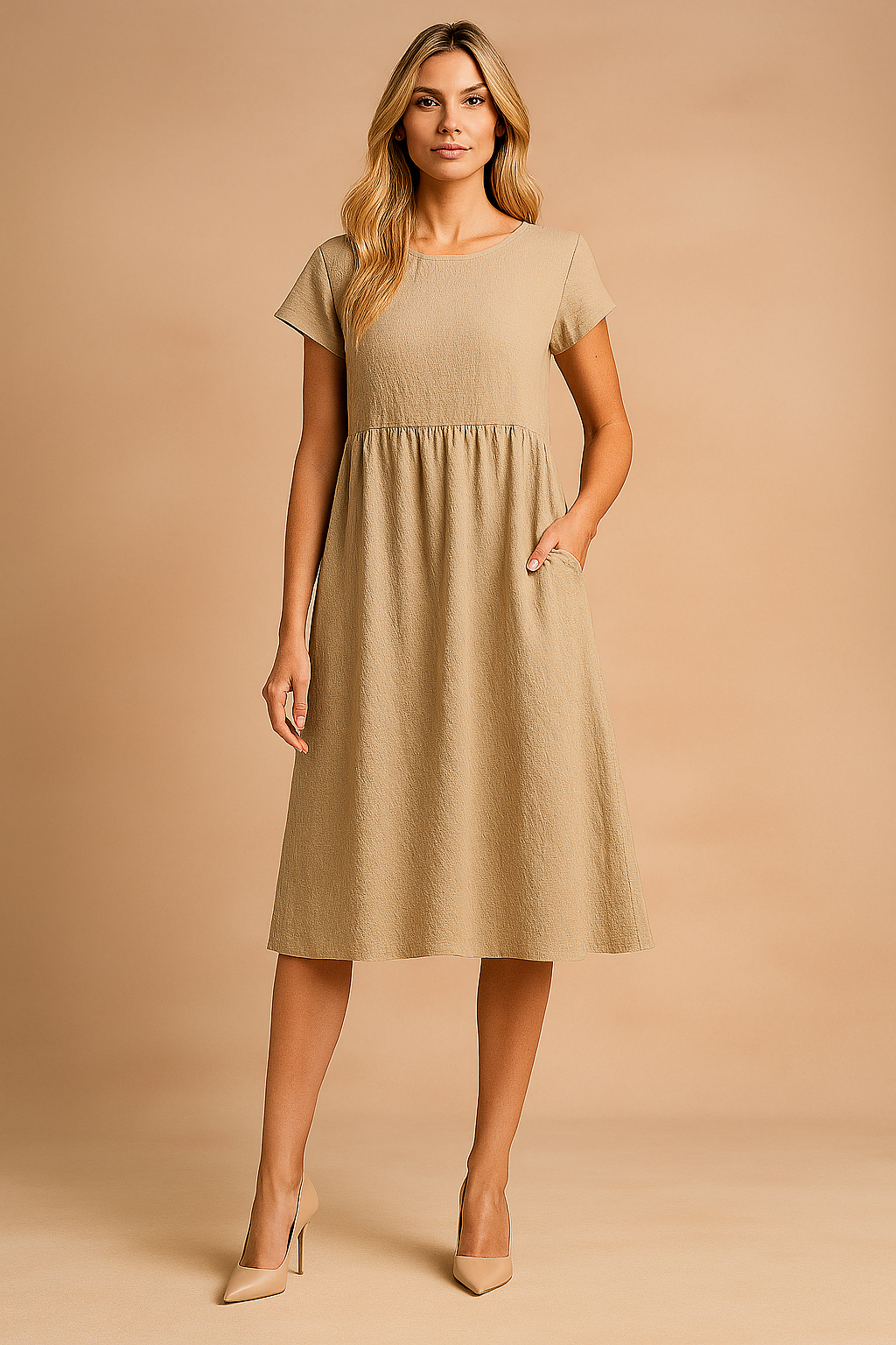 Robe d'été Midi Aérée Femme Confortable en Tissu Léger 0