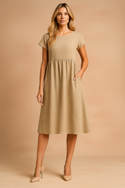 Robe d'été Midi Aérée Femme Confortable en Tissu Léger 0