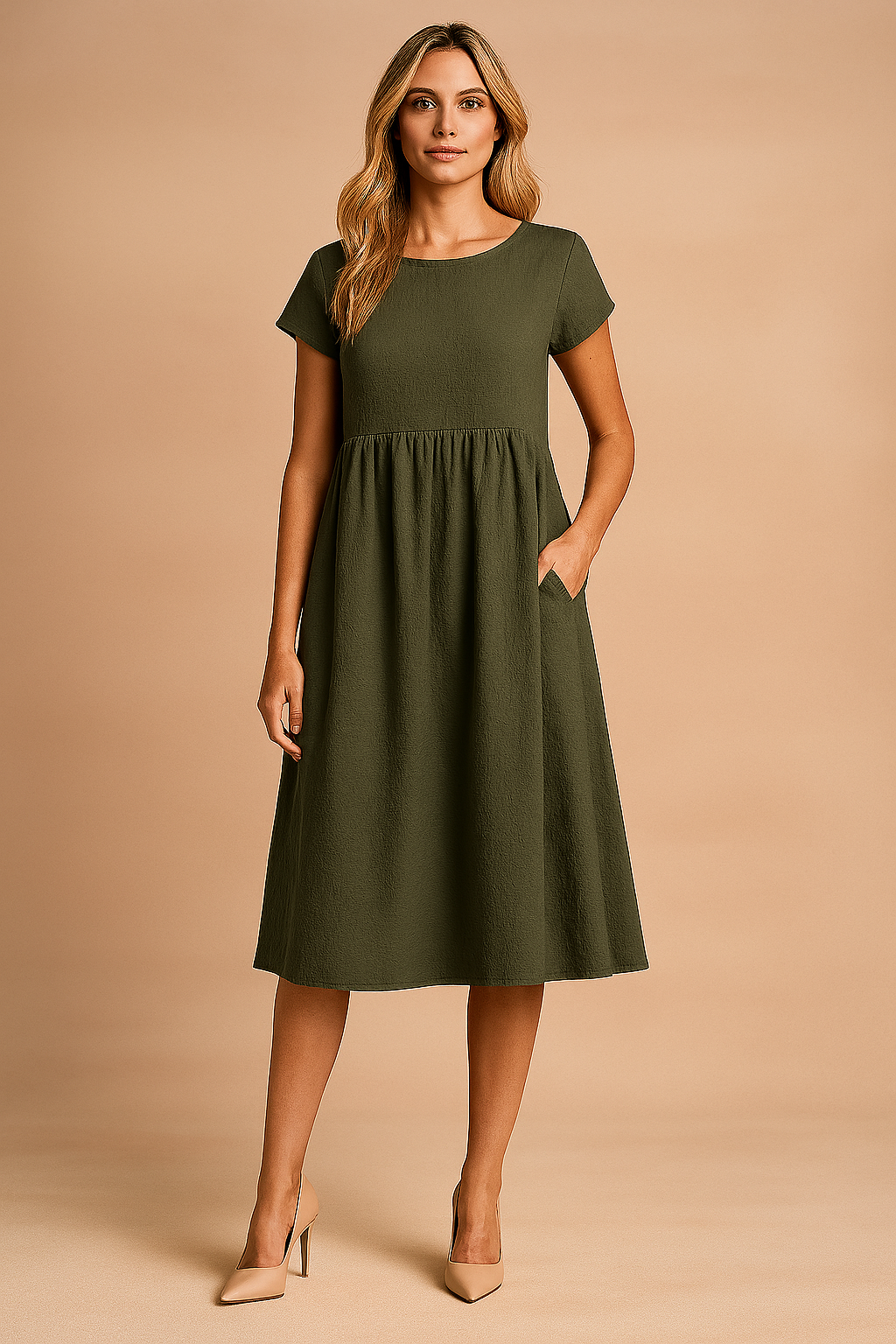 Robe d'été Midi Aérée Femme Confortable en Tissu Léger 1