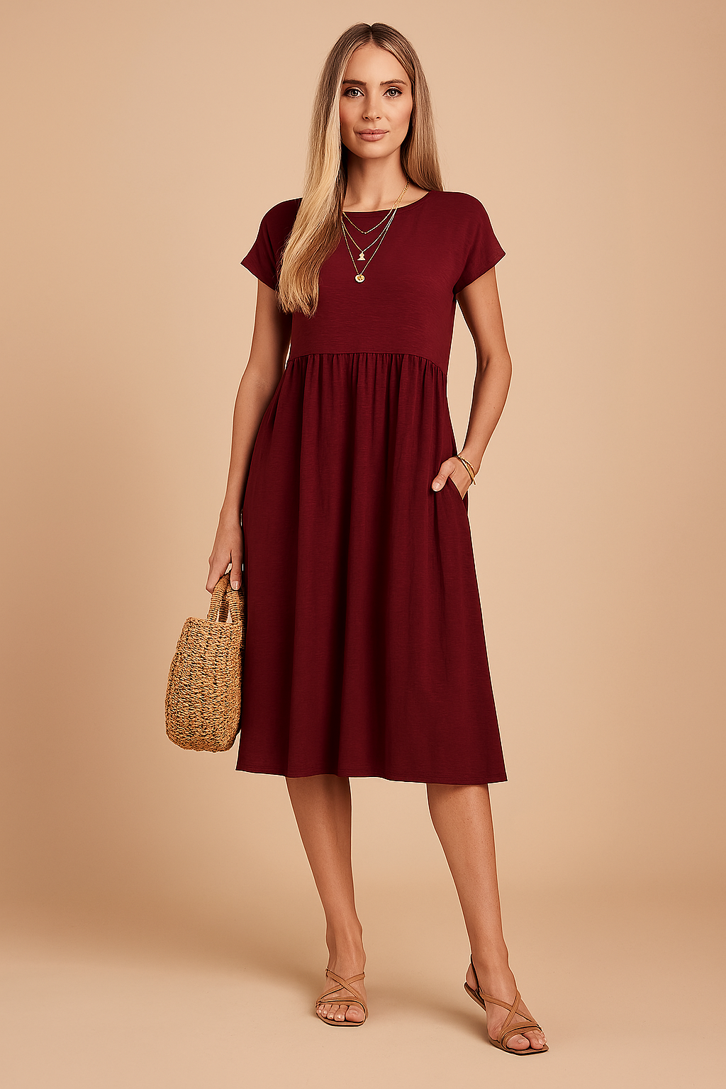 Robe d'été Midi Aérée Femme Confortable en Tissu Léger 2