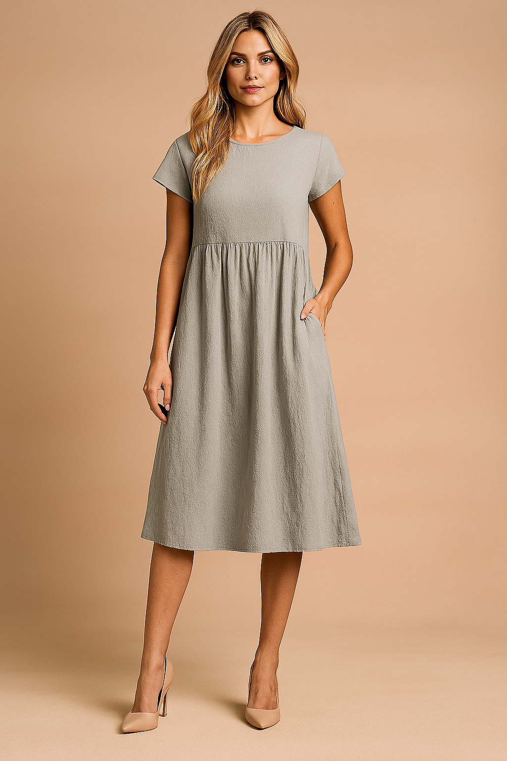 Robe d'été Midi Aérée Femme Confortable en Tissu Léger 4