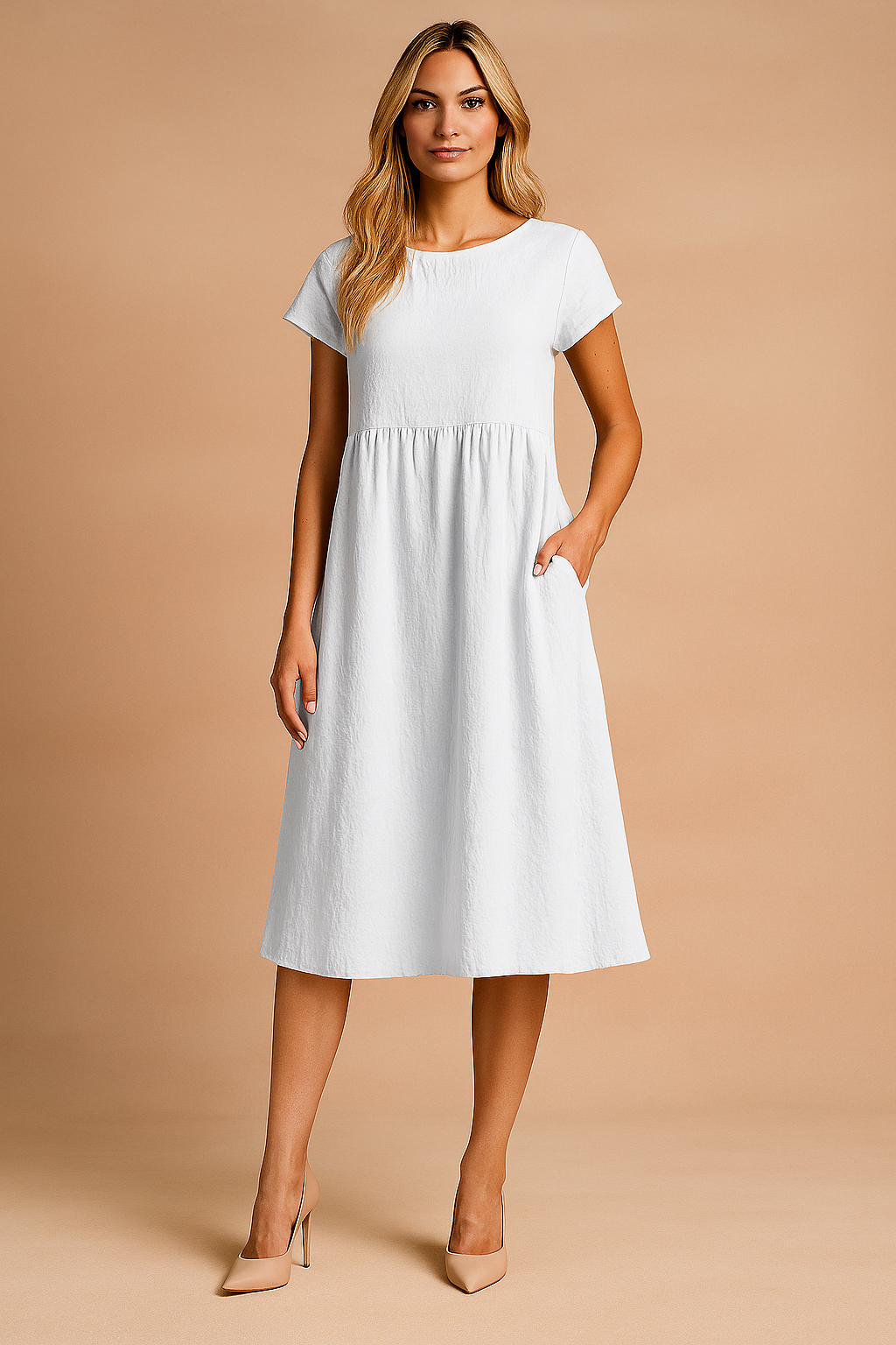 Robe d'été Midi Aérée Femme Confortable en Tissu Léger 6