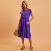 Robe d'été Midi Aérée Femme Confortable en Tissu Léger 9