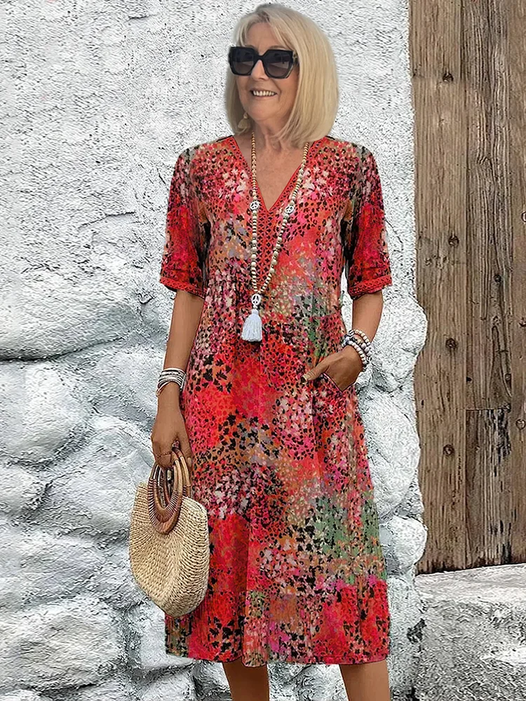 Robe femme douce à col en V | Midi 0
