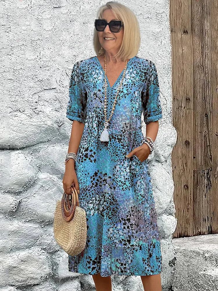 Robe femme douce à col en V | Midi 1
