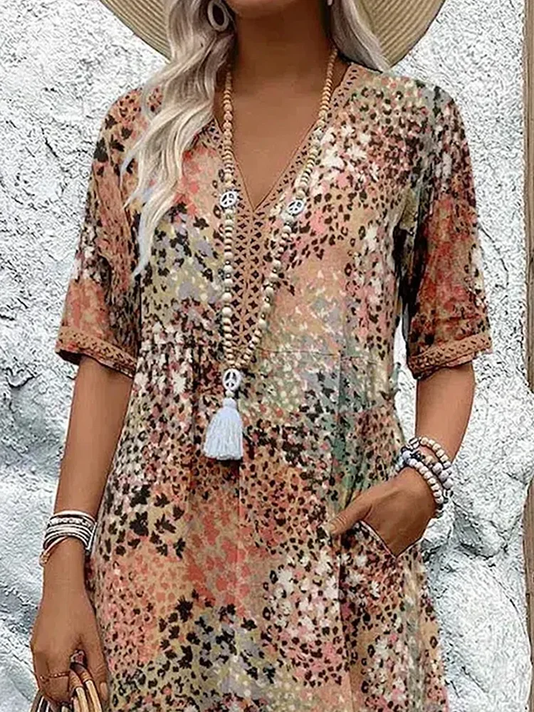 Robe femme douce à col en V | Midi 5