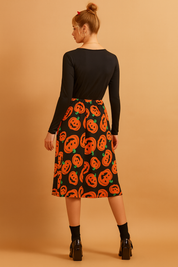 Robe mi-longue à manches longues et imprimé citrouille d'Halloween 2