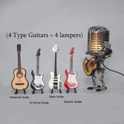 Robot de microphone en métal vintage avec lampe de guitare 4