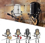 Robot de microphone en métal vintage avec lampe de guitare 5