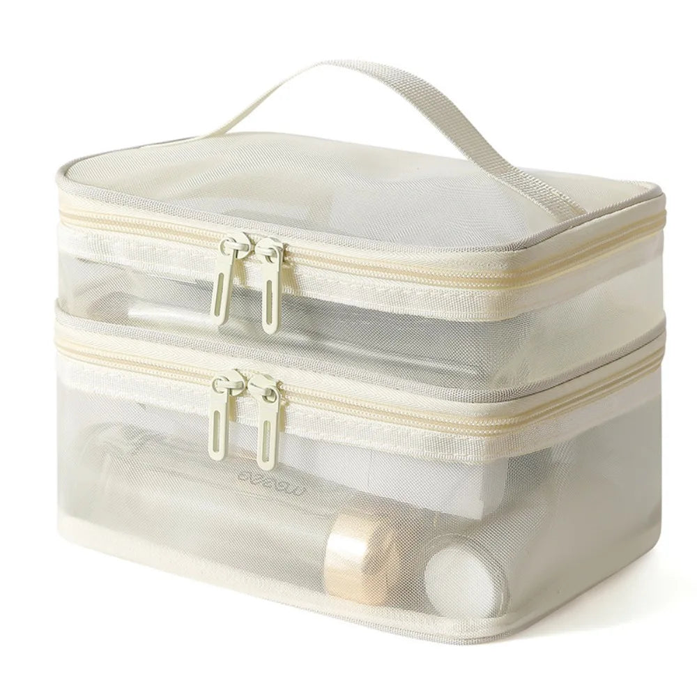 Lakelyn | Trousse de maquillage de voyage en maille large à double couche