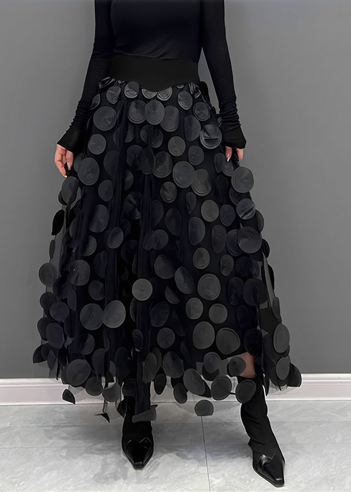 LAURA Black Polka Dot Skirt
