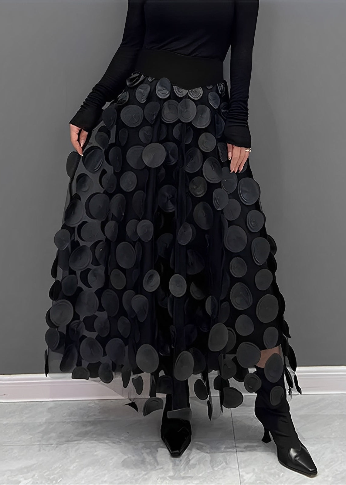 LAURA Black Polka Dot Skirt