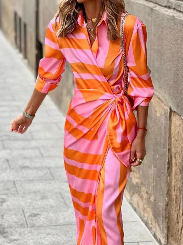 TANYA | Chic sommerkjole i oransje og rosa