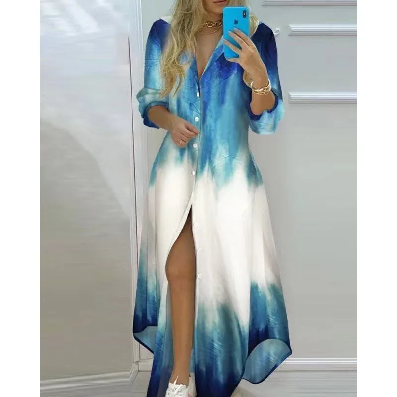 Bohemian maxi beach dress with prints
