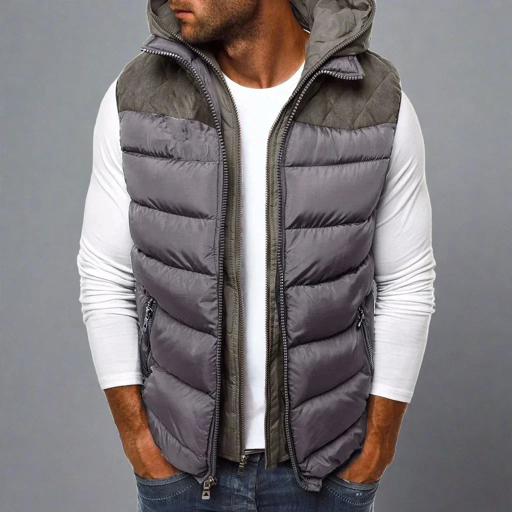 Gilet Premium RAW | Elegant quiltet vest for menn med lærpatch
