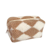 Jazmine | Trousse de Maquillage Douce en Velours à Carreaux