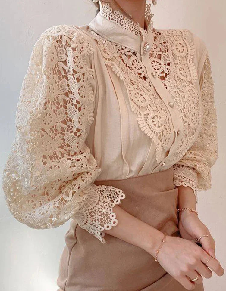Margarett | Elegant Floral Lace Turtleneck Chemise