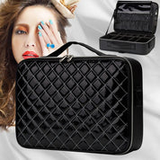 Barbara | Trousse de maquillage de voyage élégante et pratique à motif argyle