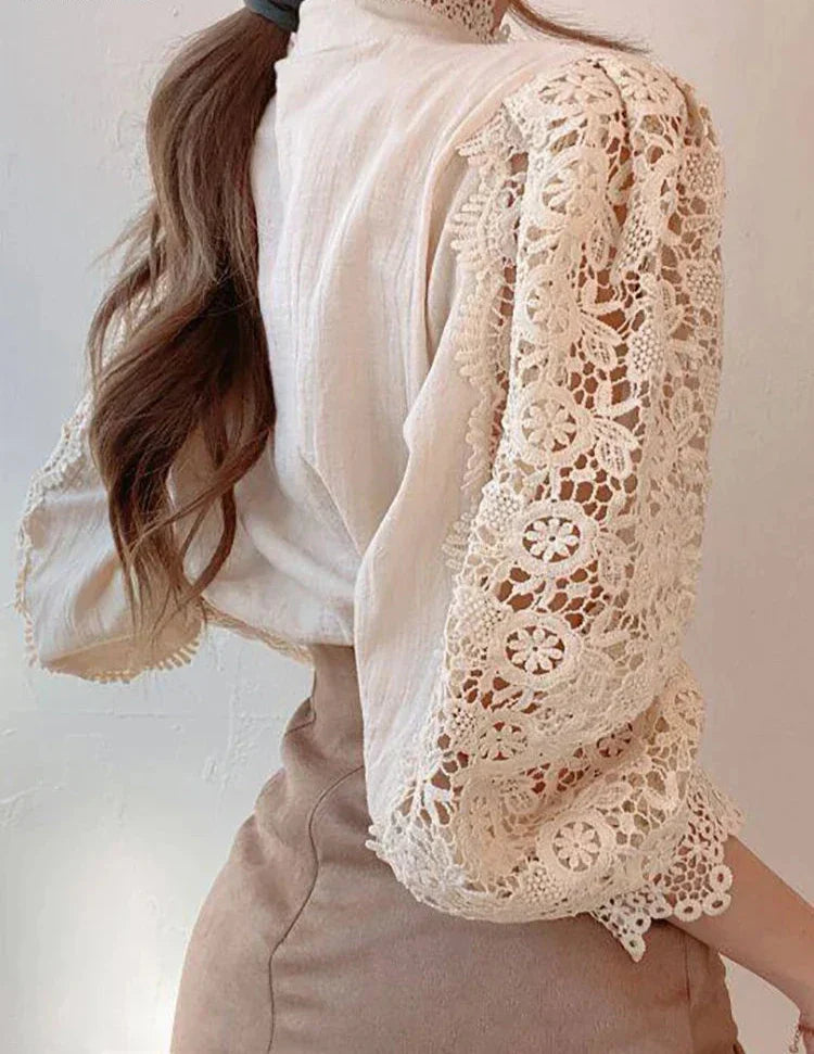 Margarett | Elegant Floral Lace Turtleneck Chemise