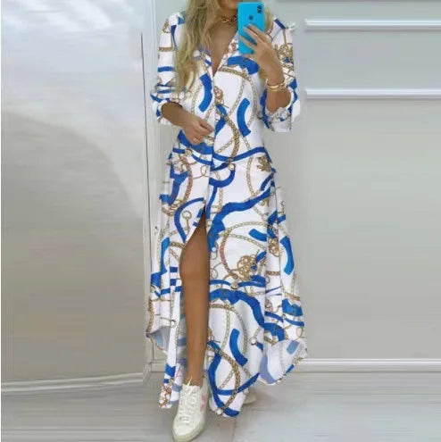 Bohemian maxi beach dress with prints