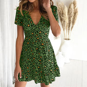 Mini dress with leopard print