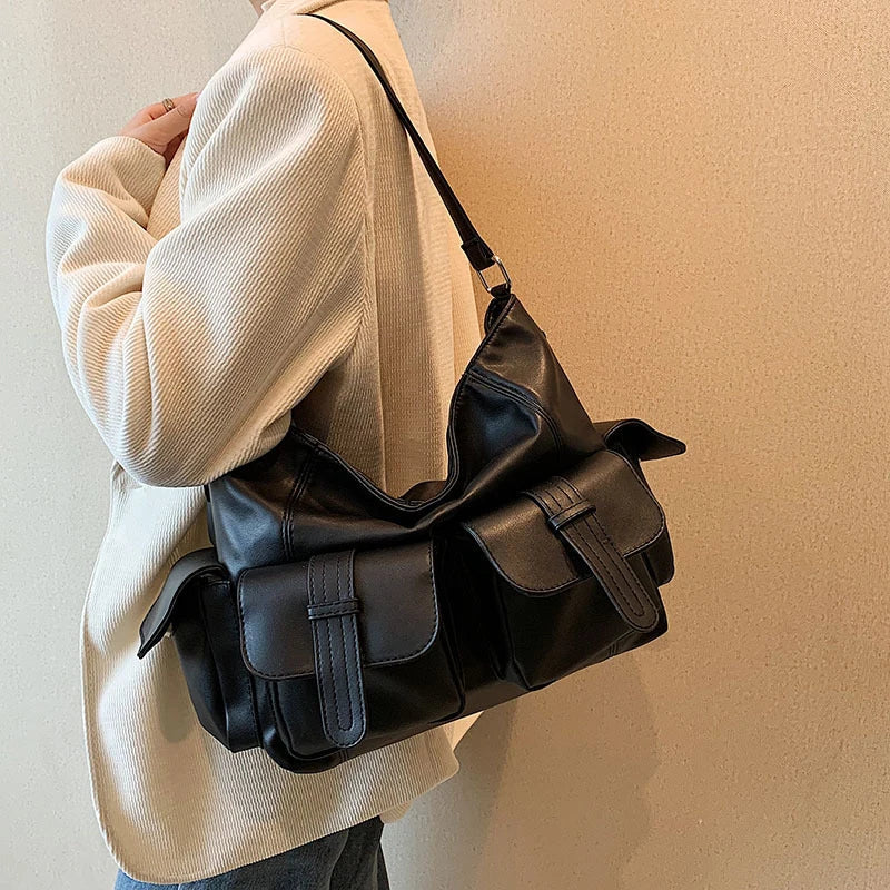Jayceon | Sac bandoulière en cuir de moto punk à grande capacité