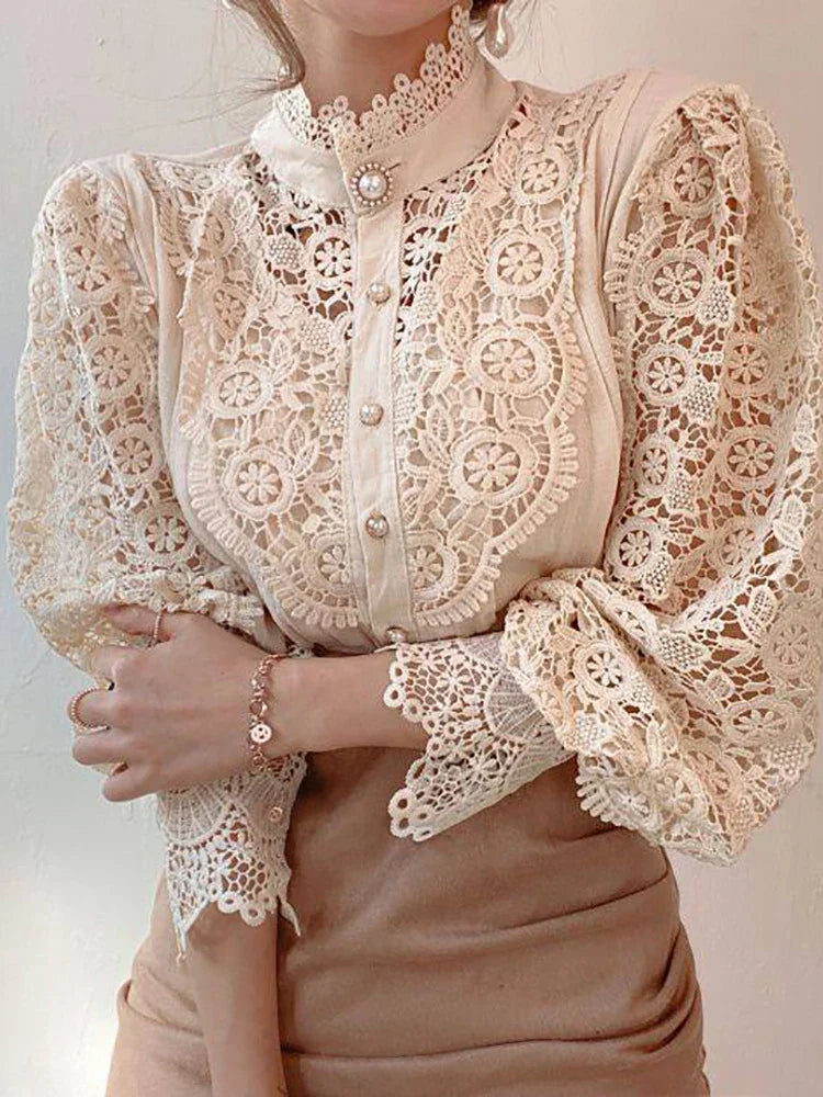 Margarett | Elegant Floral Lace Turtleneck Chemise