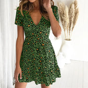 Mini dress with leopard print