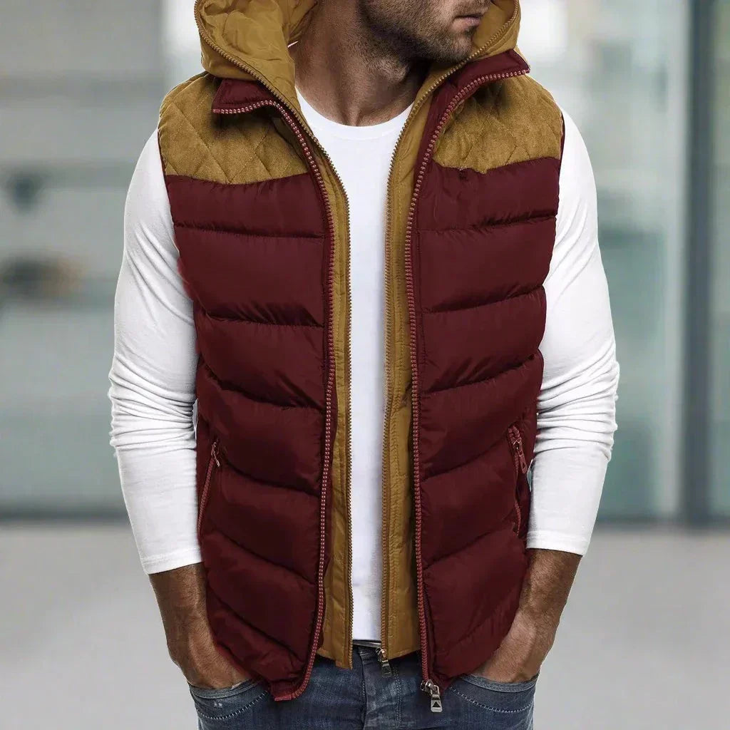 Gilet Premium RAW | Elegant quiltet vest for menn med lærpatch