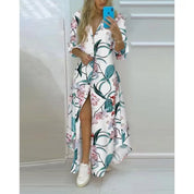 Bohemian maxi beach dress with prints
