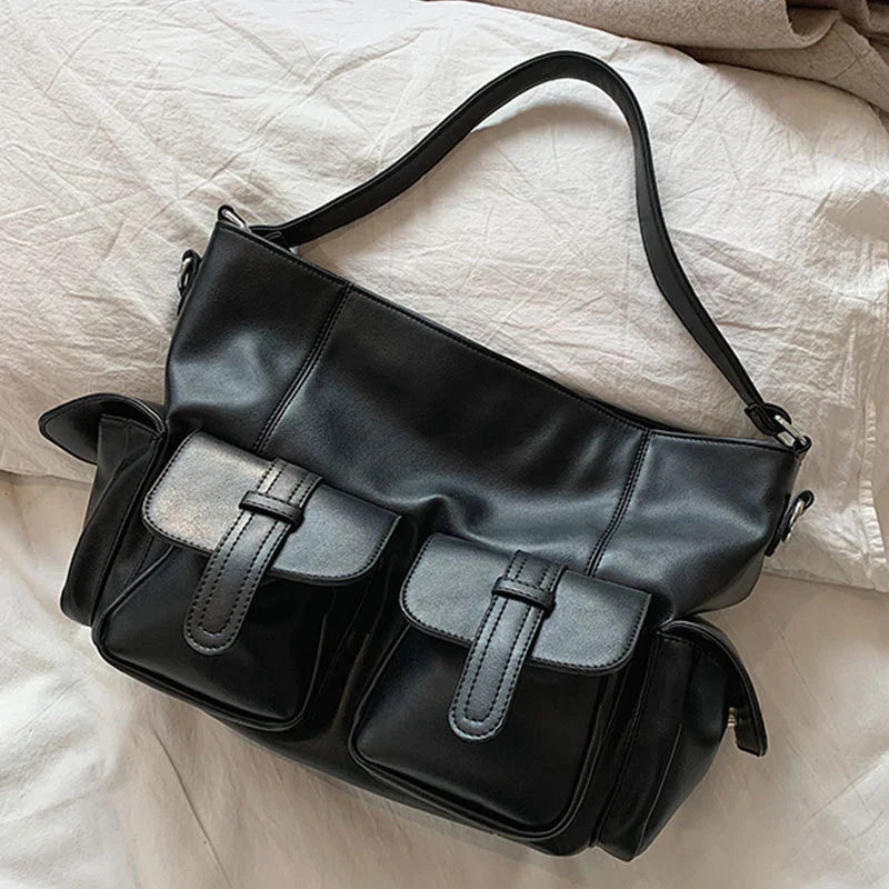 Jayceon | Sac bandoulière en cuir de moto punk à grande capacité