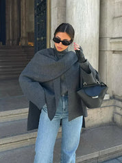 Leah | Elegant and warm wool cape for women in winter