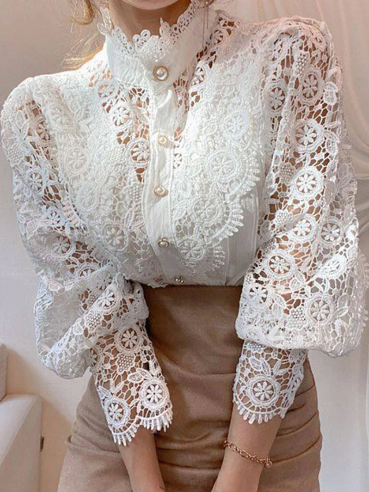 Margarett | Elegant Floral Lace Turtleneck Chemise