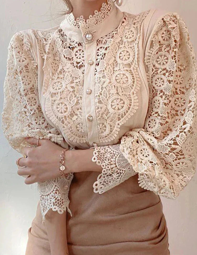 Margarett | Elegant Floral Lace Turtleneck Chemise