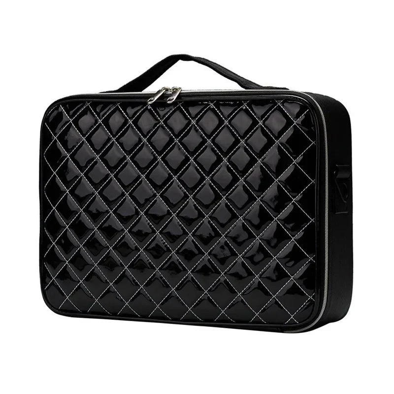 Barbara | Trousse de maquillage de voyage élégante et pratique à motif argyle