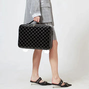 Barbara | Trousse de maquillage de voyage élégante et pratique à motif argyle