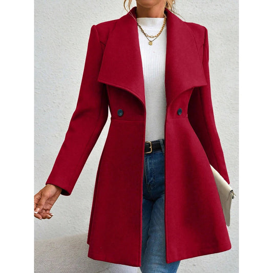 Mia | Manteau Rouge Élégant à Revers