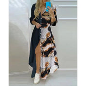 Bohemian maxi beach dress with prints